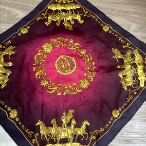 Hermes Luxurious Burgundy and Gold Scarf